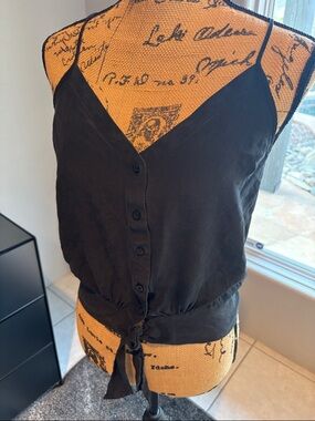 Black 💯 mulberry sill Tie-Front Camisole Top - Women